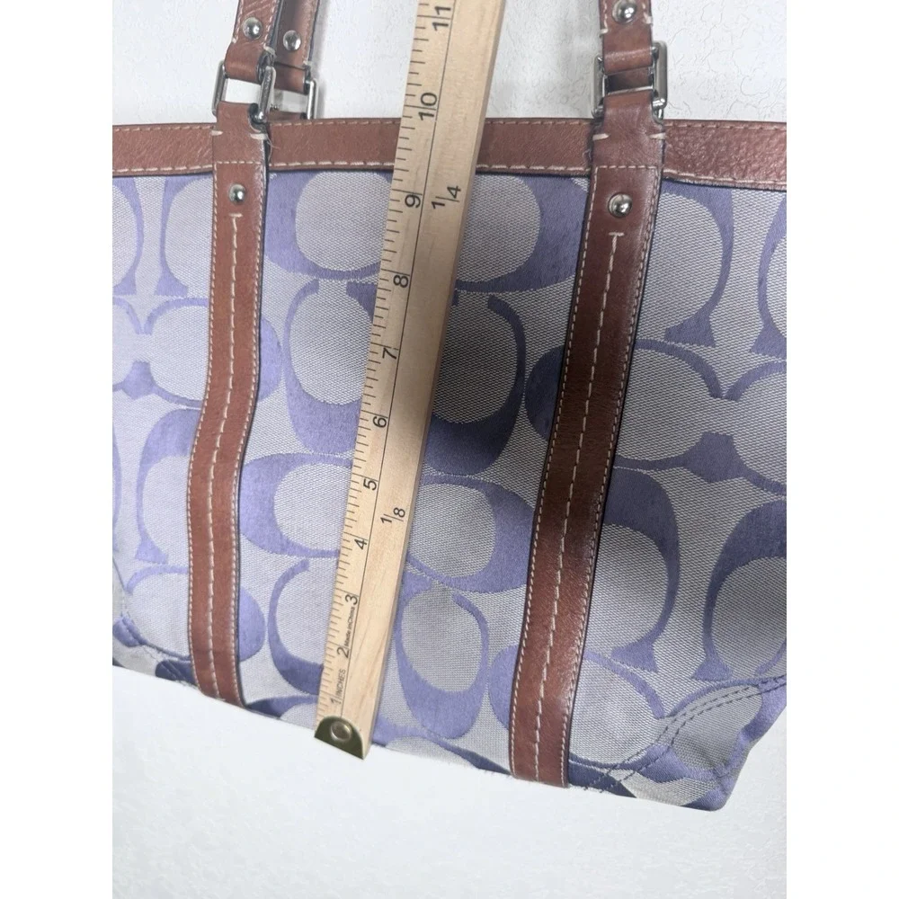 Y2K Coach Signature Jacquard Tote Shoulder Bag Purple Monogram F13097 Purse Rare